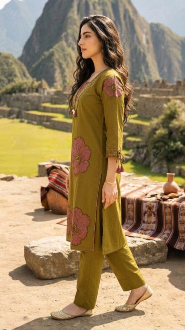 Meera Olive Cotton Kurta Set