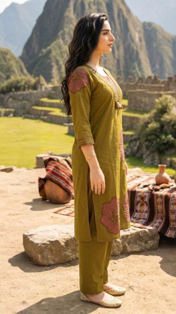Meera Olive Cotton Kurta Set