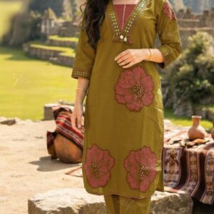 Meera Olive Cotton Kurta Set