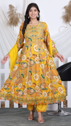 Classic Floral Anarkali Suit Set